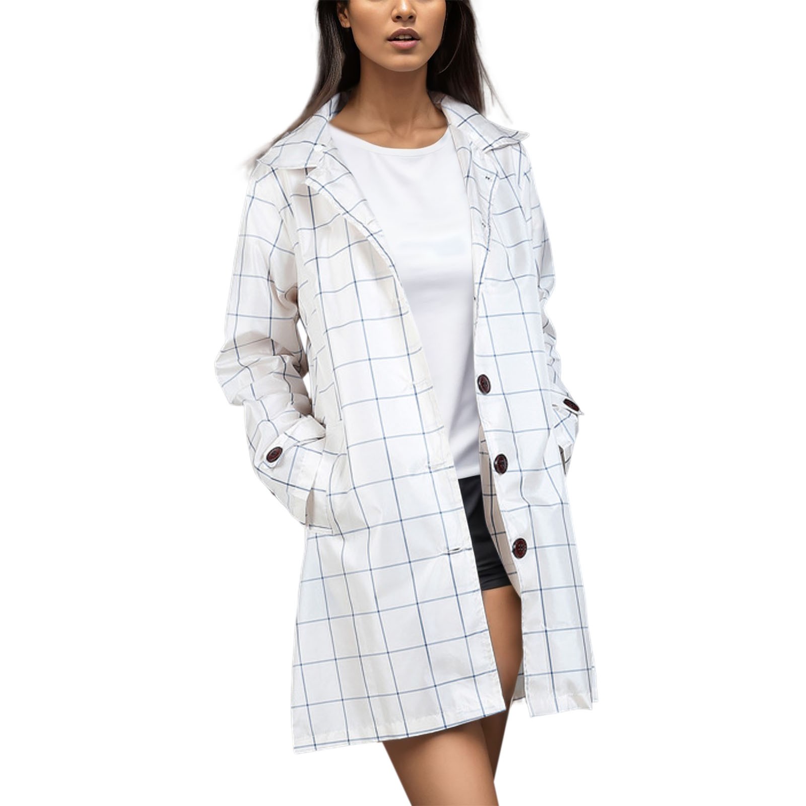 Bjutir Winter Coats For Women Plus Size Women Casual Plaid Zipper Coat