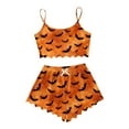 thumbnail image 1 of Bjutir Women Halloween Short Set Sleeveless Tank Top And Halloween Print Casual Pajamas Set Homewear Summer Outfit Set For Women Orange, 1 of 4