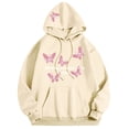 thumbnail image 1 of Bjutir Women Hoodie Sweatshirts Women'Sfall Winter Casual Loose Butterfly Print Pocket Hooded Sweatshirt Beige, 1 of 4