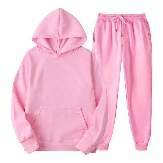 Bjutir Women Outfit Set Solid Color Hoodie Sweatshirts With Long Pants Plus Size Leisure Winter Hooded Plush Women Suits Red