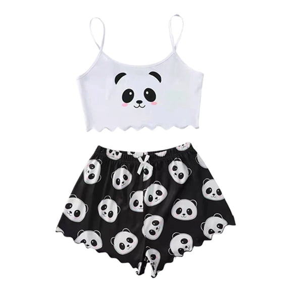 Bjutir Women Silk Satin Pajamas Set Lingerie Floral Lace Sleepwear Set Black