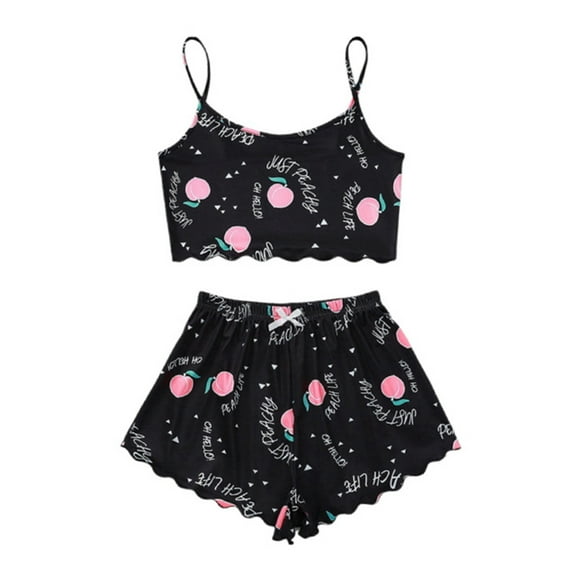 Bjutir Women Silk Satin Pajamas Set Lingerie Floral Lace Sleepwear Set Light Pink