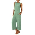 thumbnail image 1 of Bjutir Women Suit Fashion Comfortable Vest With Long Pants Solid Color Top Set Outfit Mint Green, 1 of 8