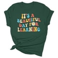 thumbnail image 1 of Bjutir Women T Shirts Teacher'S Life Shirts Teacher Gifts Short Sleeve T Shirts Its A Beautiful Day For Learning T Shirts Fall Winter Womens Clothes Army Green, 1 of 3
