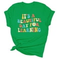 thumbnail image 1 of Bjutir Women T Shirts Teacher'S Life Shirts Teacher Gifts Short Sleeve T Shirts Its A Beautiful Day For Learning T Shirts Fall Winter Womens Clothes Green, 1 of 3