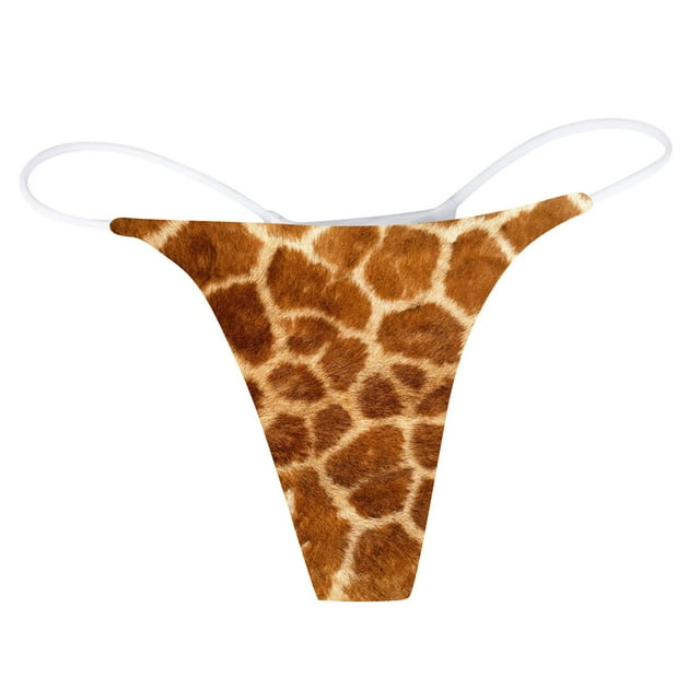 Bjutir Women's Panties Fashionable And Animal Pattern Printed Breathable And Comfortable Low Waisted Underwear Thong