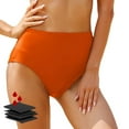 thumbnail image 1 of Bjutir Womens Black High Waisted Bikini Bottoms Retro Basic Full Coverage Swimsuit Mid Waist Bathing Suit Swim Bottom Summer Beach Swimming Pool Swim Briefs Orange S, 1 of 4