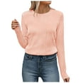thumbnail image 1 of Bjutir Womens Long Sleeve Tops Fall Winter Textured Shirts Fall Crewneck Casual Trendy Knit Tops T Shirts Pink Xl, 1 of 6