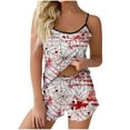 thumbnail image 1 of Bjutir Womens Pajamas Set Printed Strap Top Shorts Home Sleepwear 2 Piece Set Sleepwear White, 1 of 6