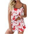 thumbnail image 1 of Bjutir Womens Pajamas Set Printed Strap Top Shorts Home Sleepwear 2 Piece Set Sleepwear White, 1 of 1