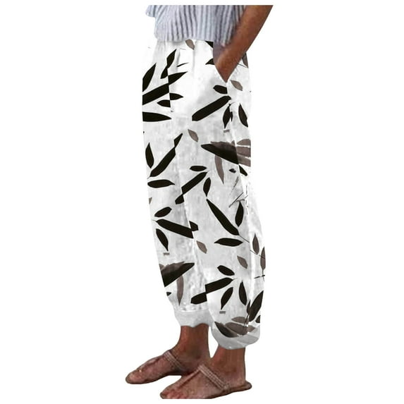 Bjutir Womens Pants Spring Summer Fashion Casual Printed Trousers Pocket Casual Pants Black L