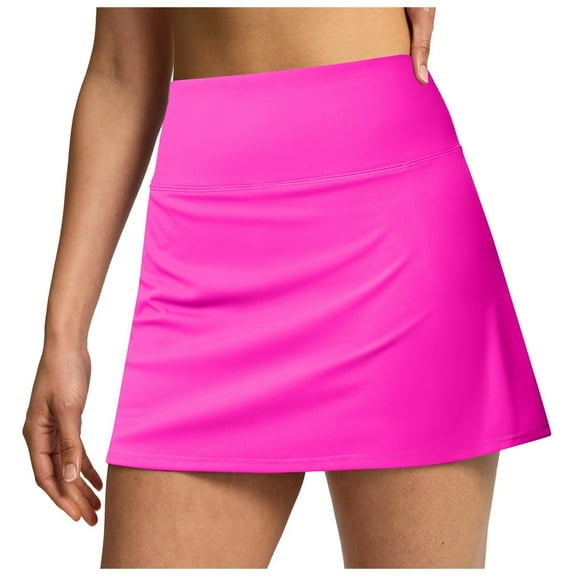 Bjutir Womens Shorts Casual Double Layered Pleats Tennis Skirts For High Waisted Skirt With Shorts Pockets Workout Athletic Skort For Summer Casual Sports Skirts Hot Pink M