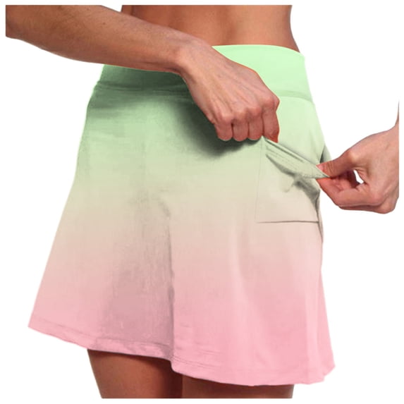 Bjutir Womens Skirt Casual Elastic Yoga Skirt Color Sports Shorts Lightweight High Waisted Tight Print Jogging Green S