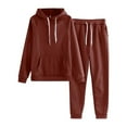thumbnail image 1 of Bjutir Womens Solid Color Hooded Long Sleeve Sweatshirt With Pocket And Long Pants Set Fall Winter Outfit Set, 1 of 3