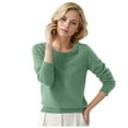 thumbnail image 1 of Bjutir Womens Sweater Solid Color Long Sleeves Crew Neck Pullover Sweater Fall Winter Fashion Women Tops Light Green Size 2Xl, 1 of 4