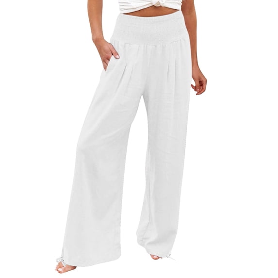 Bjutir Womens Sweatpants Fashion Womens High Waist Pockets Elastic Waist Solid Pants Casual Long Trousers