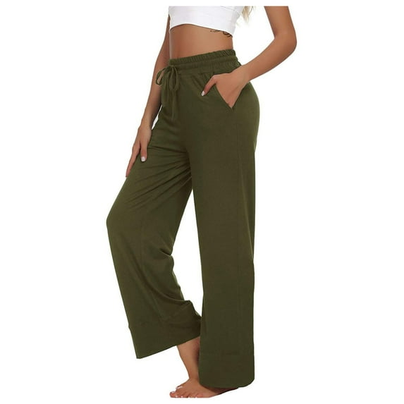 Bjutir Womens Wide Leg Pants Bootcut Yoga Pants Flare Leggings For Women High Waisted Solid Summer Casual Breathable Workout Bell Bottom Long Pants Green Xxl