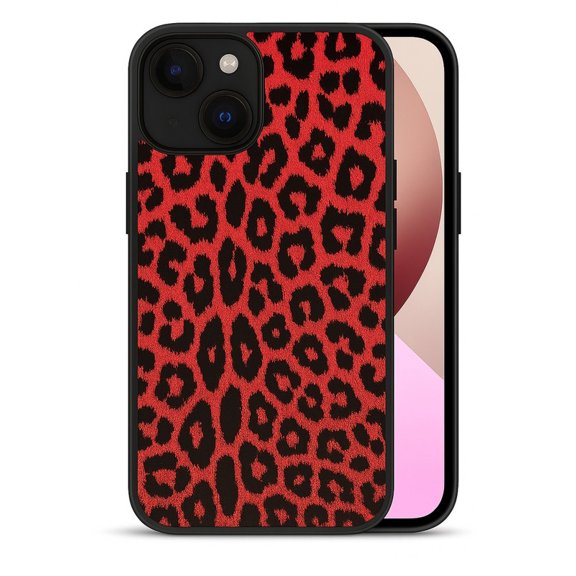 Bkanz Red Leopard iPhone 13 Pro Luxury Matte Finish Phone Case Slim Soft Flexible, Independent Volume Buttons, Fade-Resistant Artwork| Shock-Absorbing & Stylish
