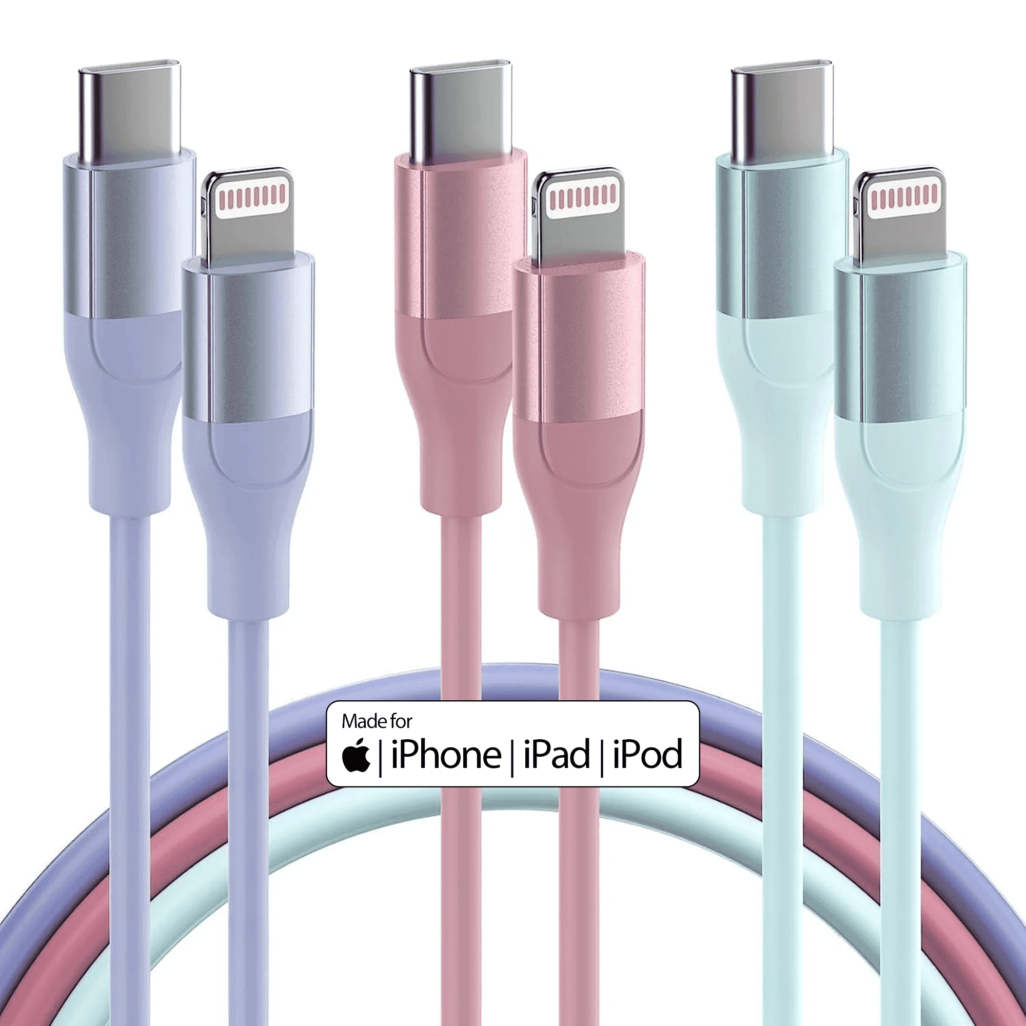 Bkayp iPhone 14 13 12 Charger [Apple Mfi Certified] 3 Pack 6ft Fast Charging Cables iPhone Cord Compatible with iPhone iPad iPod Multi-Color