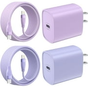 Bkayp iPhone 14 13 12 Fast Charger [Apple Mfi Certified] 2 Pack 20W PD USB C Charger Block with 6ft Fast Charging Cables Compatible with iPhone iPad iPod Purple