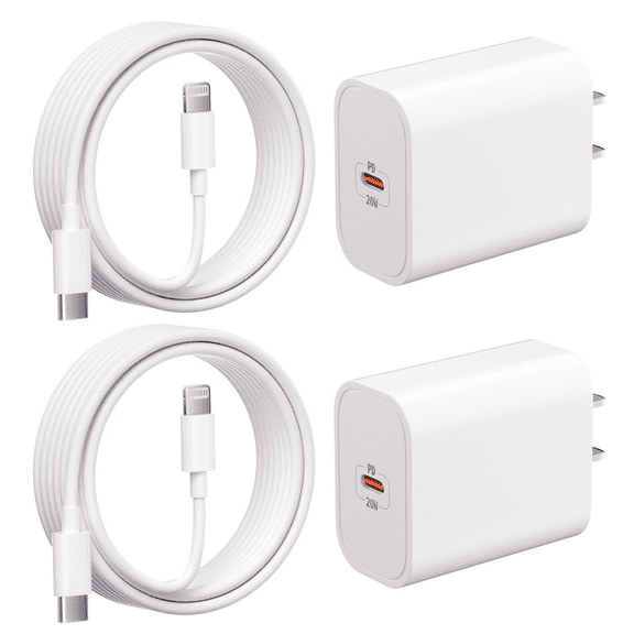 iPhone Charger - 2 Pack 20W PD USB C Wall Charger with 6ft Fast Charging Cable Compatible with iPhone 14/13/12/11 White