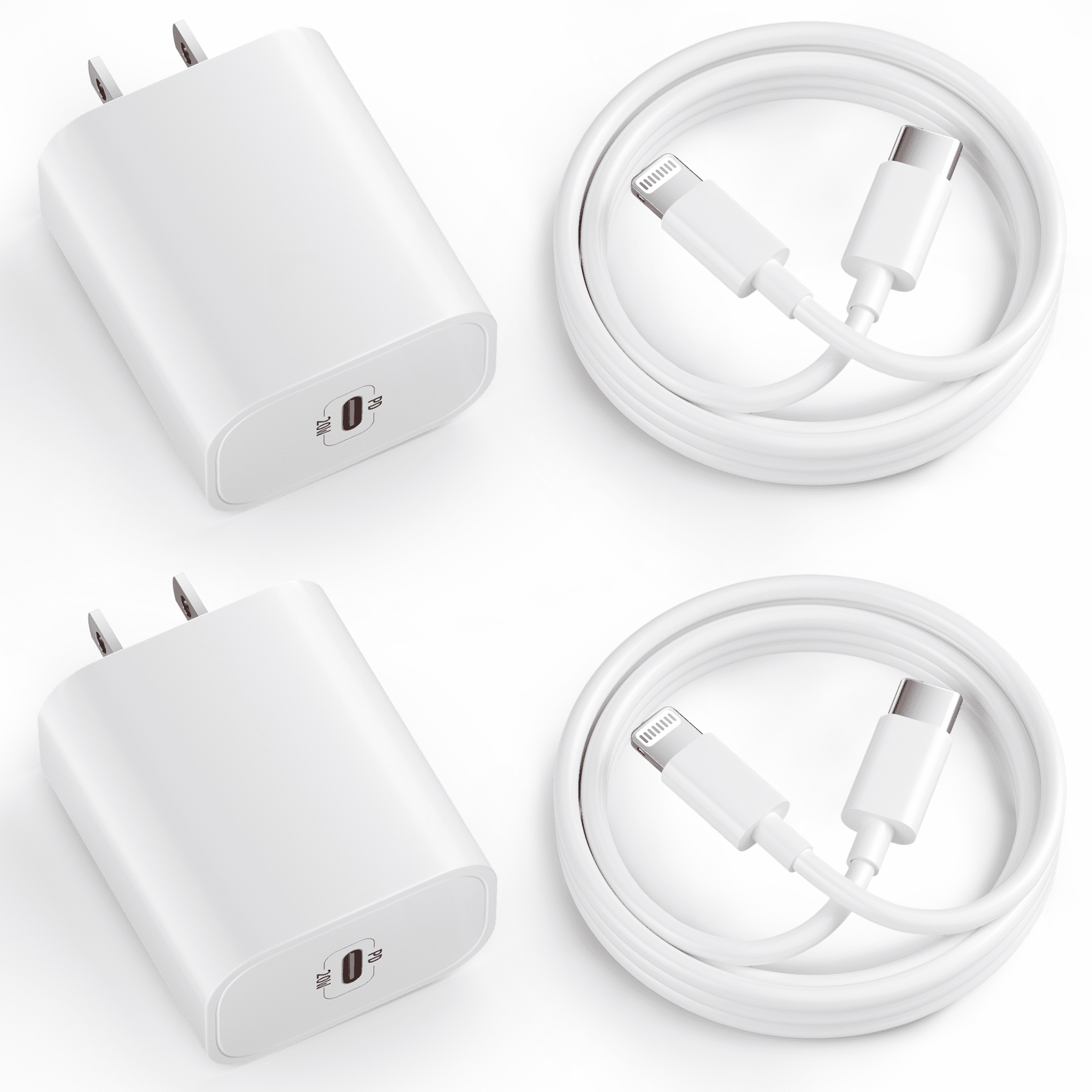 Bkayp iPhone Charger [Apple Mfi Certified] 2 Pack 20W PD USB C Wall Charger with 6ft Fast Charging Cable Compatible with iPhone 14/13/12/11 White
