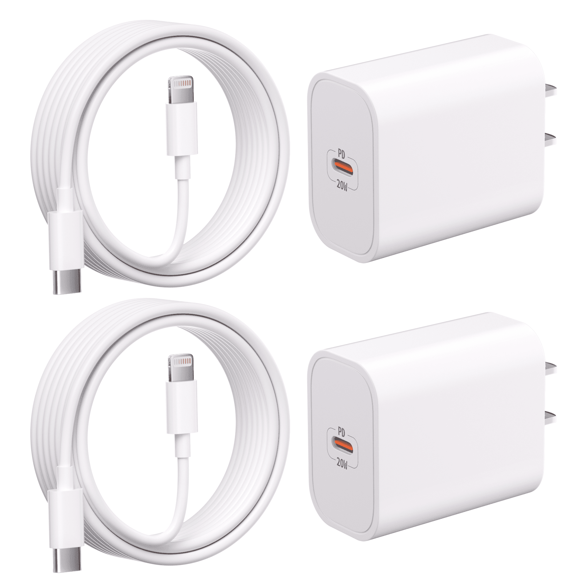 Bkayp iPhone 14 13 12 Fast Charger [Apple Mfi Certified] 2 Pack 20W PD USB C Charger Block with 6ft Fast Charging Cables Compatible with iPhone iPad iPod White