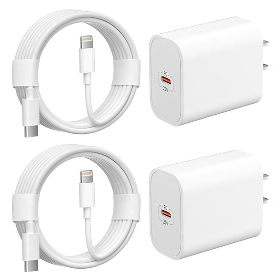 iPhone Charger - 2 Pack 20W PD USB C Wall Charger with 6ft Fast Charging Cable Compatible with iPhone 14/13/12/11 White