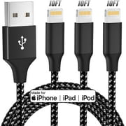 Bkayp iPhone Charger [Apple Mfi Certified] 3 Pack 10ft Lightning Cables Fast Charging iPhone Cord Compatible with iPad iPod Black