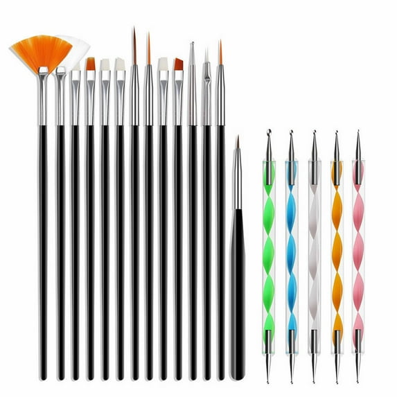 Bkbp Nail Art Brushes Set Nail Art Liner Brush and Nail Dotting Pen Gel Polish Painting Tools for Nail Art Design Include Extension Gel Nail Brush