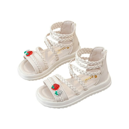 Bkhluea Girls Gladiator Flat Sandals Fisherman Strappy Sandals Ankle Strap Sandals with Rubber Sole for Kids Girls