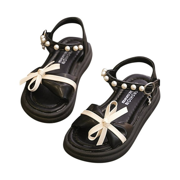 Bkhluea Girls Sandals Strappy Open Toe Outdoor Flats Kid Summer Shoes for Girls Cute Dress Flower Girls Sandals