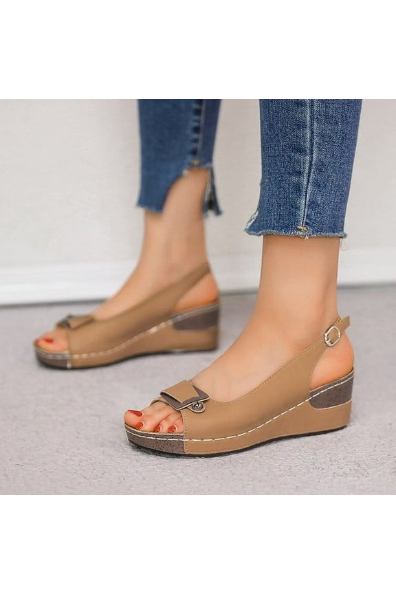 Orthopedic Wedge Sandals for Women Summer Dressy Flat Open Toe Ankle Strap Espadrilles Sandals Boho Comfortable Casual Strappy Slip on Wedges Shoes