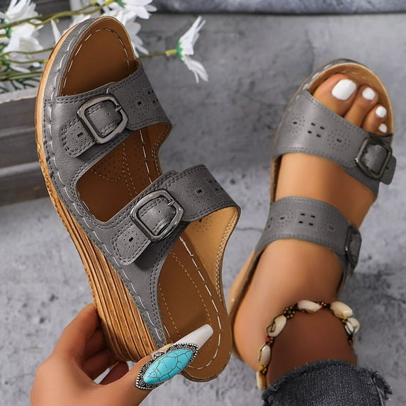 Bkhluea Orthopedic Wedge Sandals for Women 2025 New Platform Sandal Ankle Strap Open Toe Espadrilles Dressy Casual Boho Summer Beach Ladies Wedges
