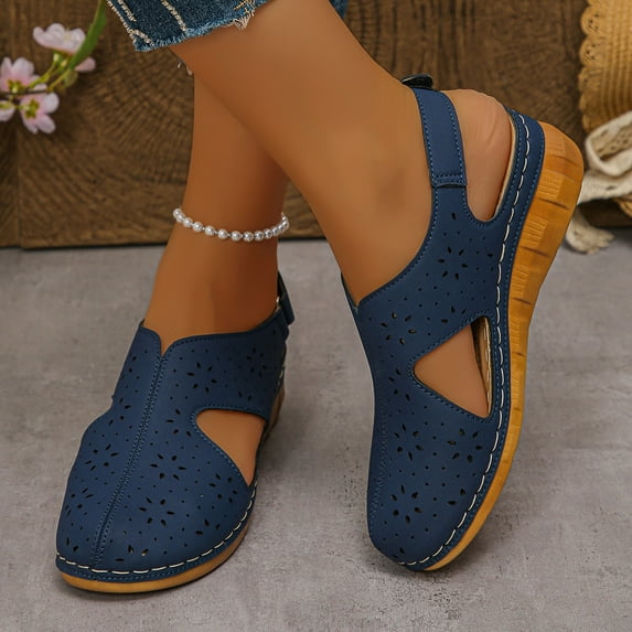 Bkhluea Sandals Women Closed Toe Cutout Slingback Sandals Open Heel Slip On Summer Casual Shoes