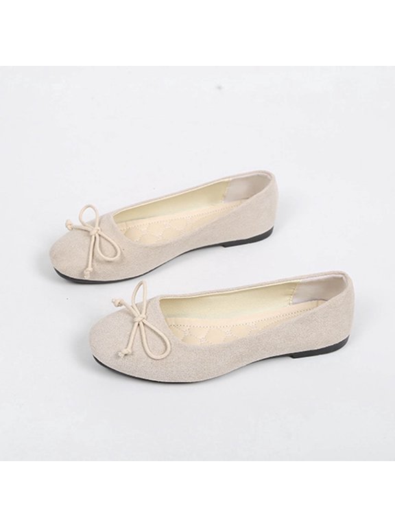 Women Ballet Flats Tiny Bow Slip On Shoes Minimal Elegant For Office Work Party Daily Casual Walking