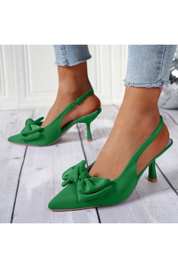 Women Bow Accent Slingback Kitten Heels Comfortable Footwear For Party Daily Casual Outdoor Activities