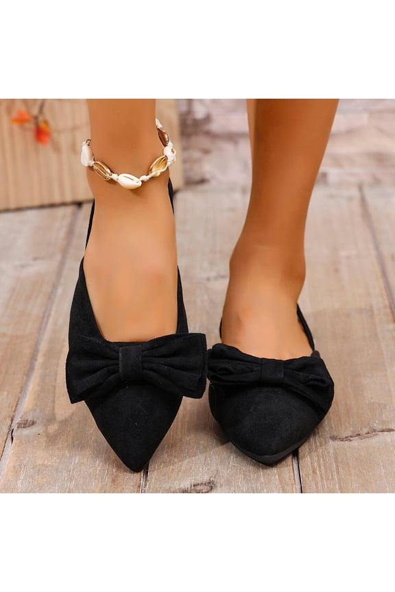 Women Bow Accent Slingback Pointed Toe Flats Comfortable Footwear For Office Party Casual Outdoor Daily Activities