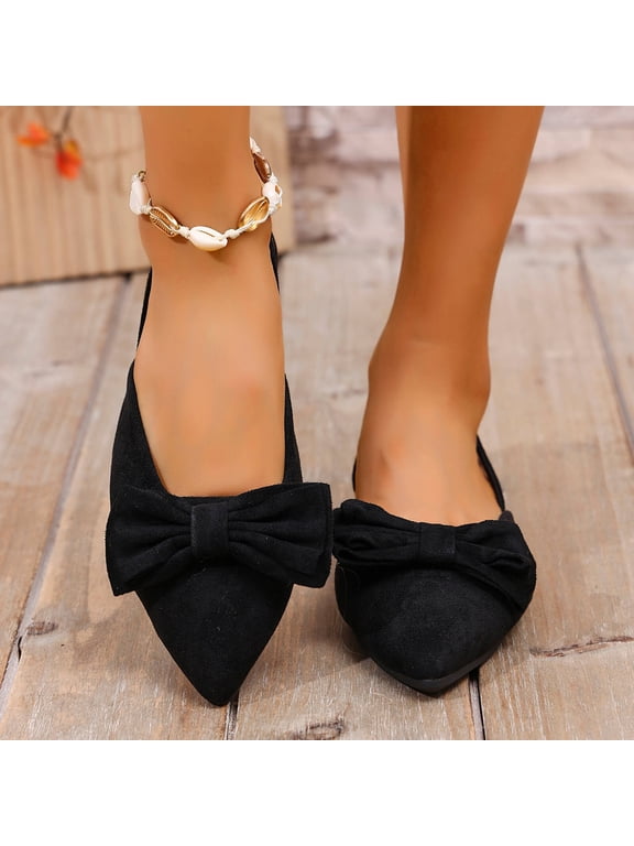 Women Bow Accent Slingback Pointed Toe Flats Comfortable Footwear For Office Party Casual Outdoor Daily Activities