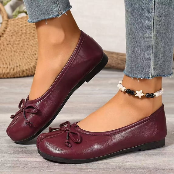 Bkhluea Women Bow Knot Ballet Flat Shoes Slip On Comfortable Footwear For Office Work Party Daily Casual Use
