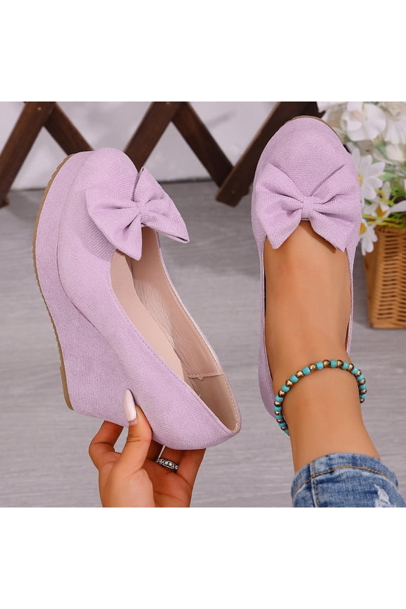 Women Bow Wedge Platform Heels Comfortable Footwear For Party Daily Casual Outdoor Activities