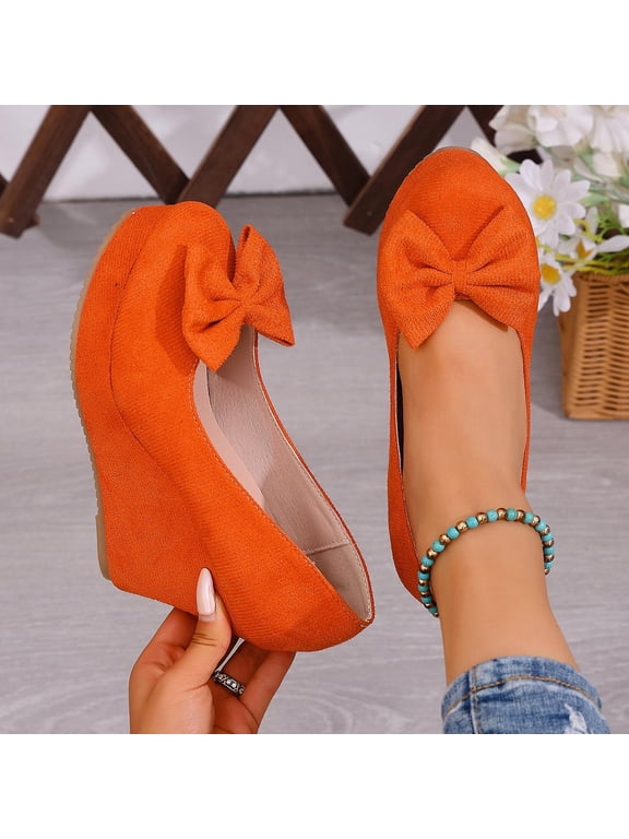 Women Bow Wedge Platform Heels Comfortable Footwear For Party Daily Casual Outdoor Activities