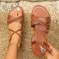 thumbnail image 1 of Bkhluea Women Braided Strap Open Toe Slide Sandals Comfortable Footwear For Beach Travel Daily Casual Outdoor Activities, 1 of 4
