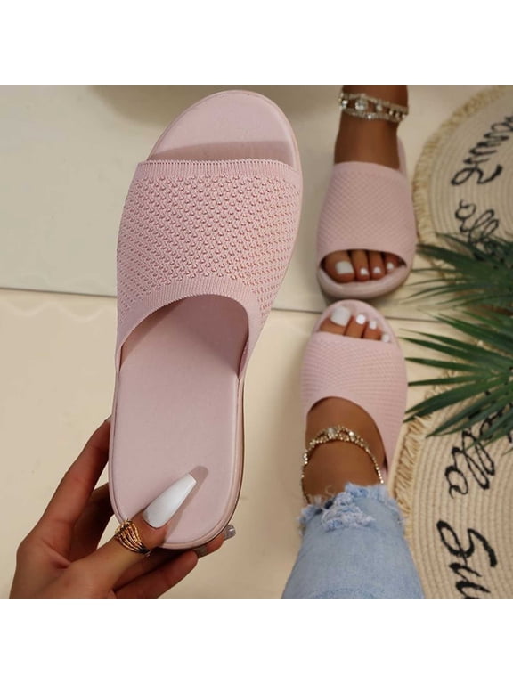Women Breathable Mesh Sport Platform Slide Sandals Slip On Lightweight Footwear For Casual Home Outdoor Daily Summer Walking Workout Errands
