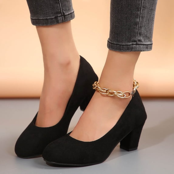 Bkhluea Women Closed Toe Block Heel Pumps Comfortable Footwear For Office Party Casual Outdoor Daily Activities