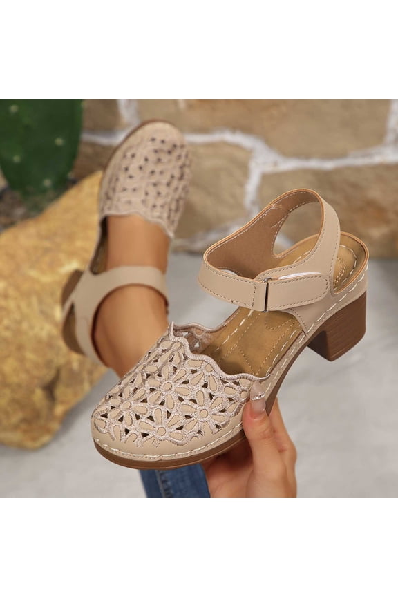 Women Closed Toe Slingback Sandals Floral Cutout Shoes Comfortable For Work Office Party Daily Casual Activities