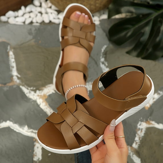 Bkhluea Women Crisscross Strap Comfort Wedge Sandals Adjustable Footwear For Beach Travel Daily Casual Outdoor Activities