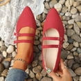 thumbnail image 1 of Bkhluea Women Double Strap Buckle Pointed Toe Flats Comfortable Footwear For Office Casual Outdoor Daily Activities, 1 of 7