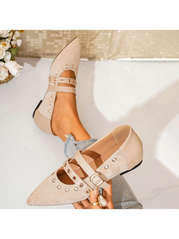 Women Double Strap Eyelet Mary Jane Flats Adjustable Buckle Footwear For Office Casual Outdoor Daily Activities