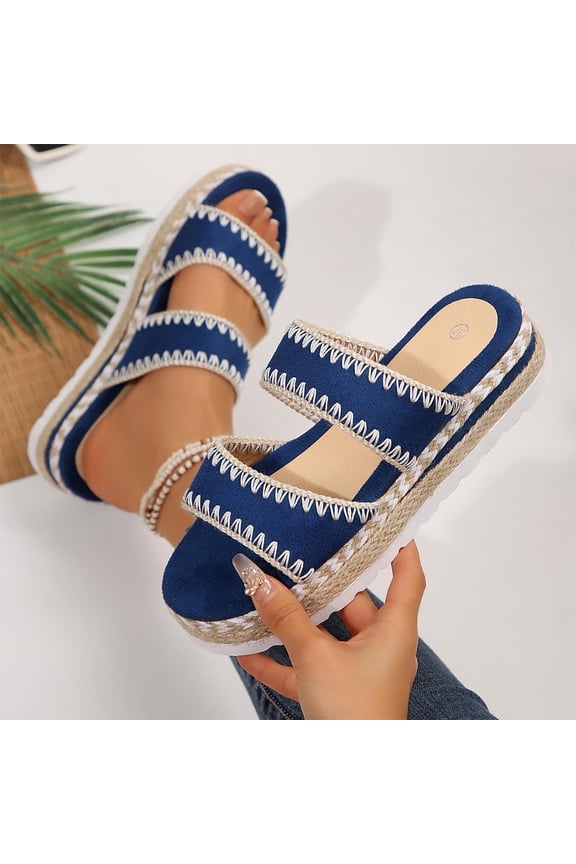 Women Espadrille Platform Slide Sandals Dual Strap Shoes Comfortable For Casual Home Travel Daily Outdoor Activities